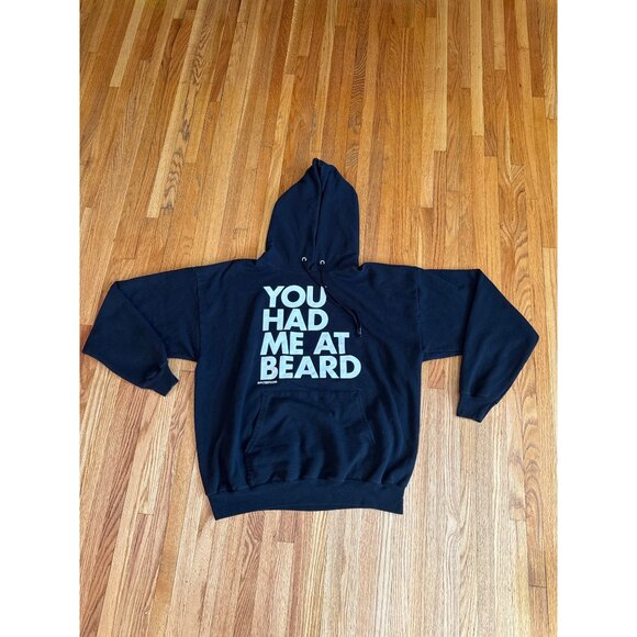 Hanes Tops - Hanes ComfortBlend EcoSmart Black Hoodie "You Had Me At Beard" Design XL